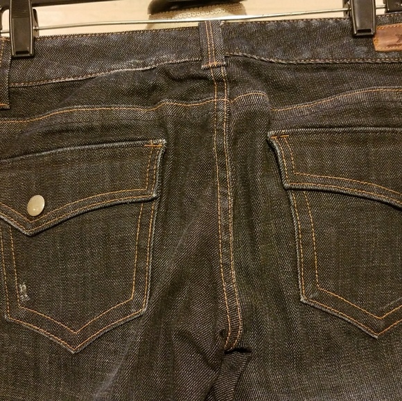 Express X2 Dark Wash Crop Jeans Size 6 NWOT NEW Snap Hem Stretch Denim - Picture 3 of 4